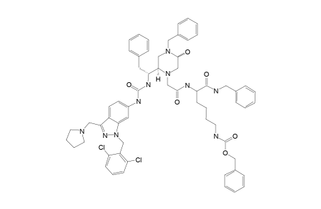 #23B;N-[2-[4-BENZYL-(2R)-[(1S)-[3-[1-(2,6-DICHLOROBENZYL)-3-(PYRROLIDIN-1-YL-METHYL)-1H-INDAZOL-6-YL]-UREIDO]-2-PHENYLETHYL]-5-OXO-PIPERAZIN-1-YL]-ACETYL]-LYS(