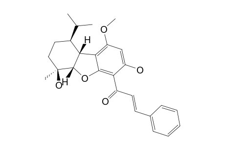 #1;(+/-)-LINDEROL-A;RAC-(5AR,6R,9R,9AS)-4-CINNAMOYL-3,6-DIHYDROXY-1-METHOXY-6-METHYL-9-(1-METHYLETHYL)-5A,6,7,8,9,9A-HEXAHYDRODIBENZOFURAN;SYNTHETIC-PRODUCT