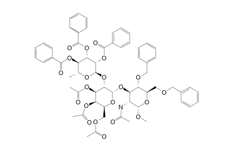 METHYL-O-(2,3,4-TRI-O-BENZOYL-ALPHA-L-RHAMNOPYRANOSYL)-(1->2)-O-(3,4,6-TRI-O-ACETYL-ALPHA-D-GALACTOPYRANOSYL-(1->3)-2-ACETAMIDO-4,6-DI-O-BENZYL-2-DEOXY-