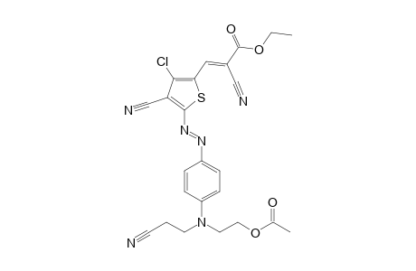 (ethyl (E)-3-(5-((E)-(4-((2- acetoxyethyl)(2-cyanoethyl)amino)phenyl)diazenyl)-3-chloro-4- cyanothiophen-2-yl)-2-cyanoacrylate)