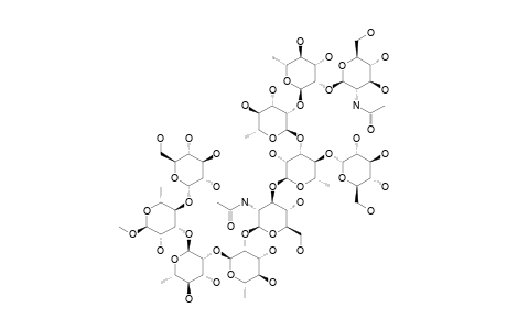 #1;METHYL-(2-ACETAMIDO-2-DEOXY-BETA-D-GLUCOPYRANOSYL)-(1->2)-(ALPHA-L-RHAMNOPYRANOSYL)-(1->2)-(ALPHA-L-RHAMNOPYRANOSYL)-(1->3)-[ALPHA-D-GLUCOPYRANOSYL-(