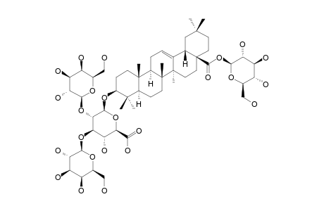 ELASTOSIDE_D;28-O-BETA-D-GLUCOYRANOSYL_OLEANOLIC_ACID_3-O-{[BETA-D-GALACTOPYRANOSYL-(1->2)]-[BETA-D-GALACTOPYRANOSYL-(1->3)]}-BETA-D-GLUCOPYRANOSID