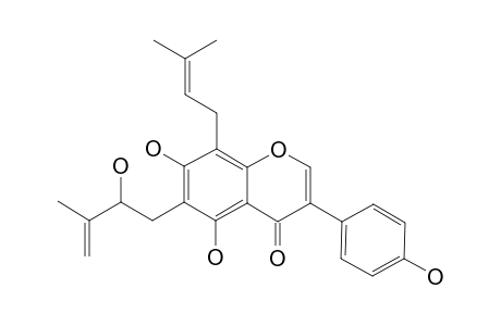 ISOERYSENEGALENSEIN-E;5,7,4'-TRIHYDROXY-8-(3'''-METHYLBUT-2'''-ENYL)-6-(2''-HYDROXY-3''-METHYLBUT-3''-ENYL)-ISOFLAVONE