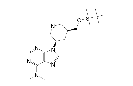 (+/-)-6-(DIMETHYLAMINO)-9-{(3'-BETA,5'-BETA)-5'-(TERT.-BUTYLDIMETHYLSILYLOXYMETHYL)-PIPERIDIN-3'-YL)-PURINE