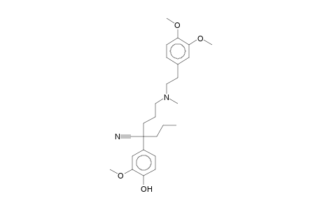 5-[2-(3,4-dimethoxyphenyl)ethyl-methyl-amino]-2-(3-methoxy-4-oxidanyl-phenyl)-2-propyl-pentanenitrile