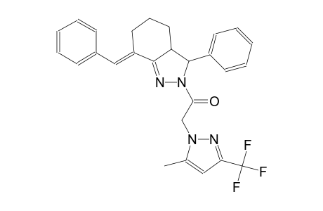 (7E)-7-benzylidene-2-{[5-methyl-3-(trifluoromethyl)-1H-pyrazol-1-yl]acetyl}-3-phenyl-3,3a,4,5,6,7-hexahydro-2H-indazole