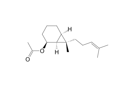 Bicyclo[4.1.0]heptan-2-ol, 7-methyl-7-(4-methyl-3-pentenyl)-, acetate, (1.alpha.,2.beta.,6.alpha.,7.alpha.)-(.+-.)-