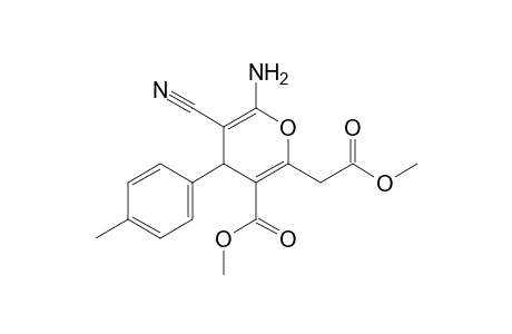 6-Amino-5-cyano-2-(2-keto-2-methoxy-ethyl)-4-(p-tolyl)-4H-pyran-3-carboxylic acid methyl ester