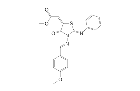 METHYL-2-[3-[[(E)-1-(4-METHOXYPHENYL)-METHYLIDENE]-AMINO]-4-OXO-2-(PHENYLIMINO)-1,3-THIAZOLAN-5-YLIDENE]-ACETATE