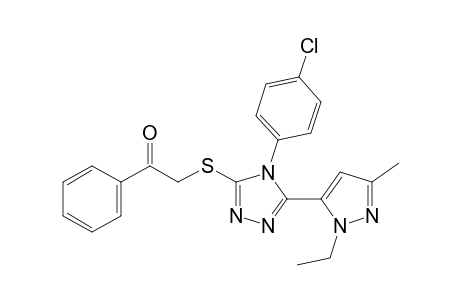 2-{[4-(p-chlorophenyl)-5-(1-ethyl-3-methylpyrazol-5-yl)-4H-1,2,4-triazol-3-yl]thio}acetophenone