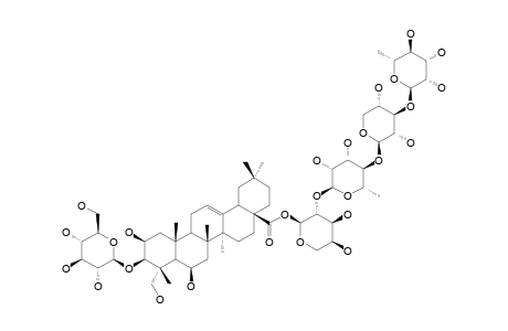 MI-SAPONIN-A;3-O-BETA-D-GLUCOPYRANOSYL-PROTOBASSIC-ACID-28-O-ALPHA-L-RHAMNOPYRANOSYL-(1->3)-BETA-D-XYLOPYRANOSYL-(1->4)-ALPHA-L-RHAMNOPYRANOSYL-(1-