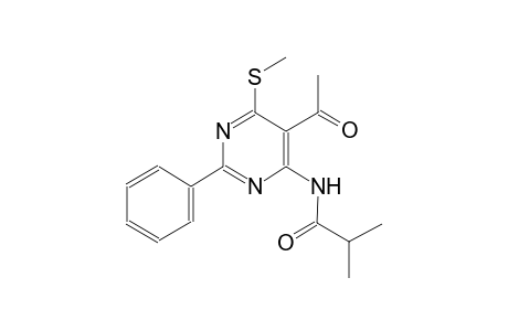 N-[5-acetyl-6-(methylsulfanyl)-2-phenyl-4-pyrimidinyl]-2-methylpropanamide