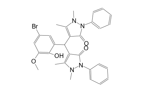 4-[(5-bromo-2-hydroxy-3-methoxyphenyl)(1,5-dimethyl-3-oxo-2-phenyl-2,3-dihydro-1H-pyrazol-4-yl)methyl]-1,5-dimethyl-2-phenyl-1,2-dihydro-3H-pyrazol-3-one