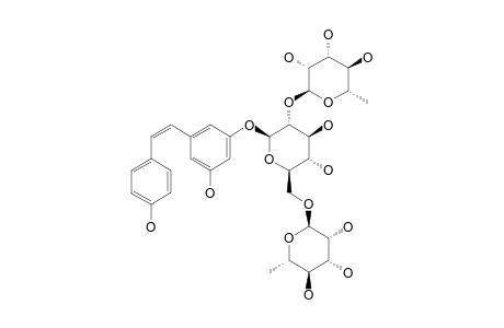 #7;LYSIDISIDE_R;(Z)-5,4'-DIHYDROXYSTILBENE_3-O-[ALPHA-L-RHAMNOPYRANOSYL-(1->2)-[ALPHA-L-RHAMNOPYRANOSYL-(1->6)]-BETA-D-GLUCOPYRANOSIDE]