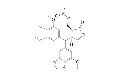 (-)-2,3-CIS-2-ACETOXYMETHYL-3-[(5'-METHOXY-3',4'-METHYLENEDIOXYPHENYL)-(4''-HYDROXY-3'',5''-DIMETHOXYPHENYL)-METHYL]-BUTYROLACTONE