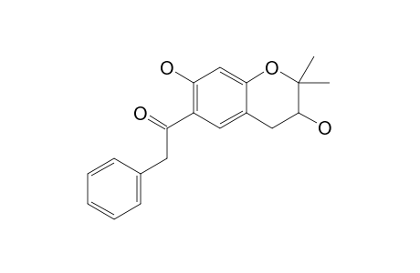 (+/-)-3,4-DIHYDRO-3,7-DIHYDROXY-2,2-DIMETHYL-6-PHENYLACETYL-2H-1-BENZOPYRAN