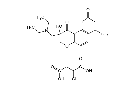 9-[(diethylamino)methyl]-8,9-dihydro-4,9-dimethyl-2H,10H-benzo[1,2-b:3,4-b']dipyran-2,10-dione, mercaptosuccinate(1:1)