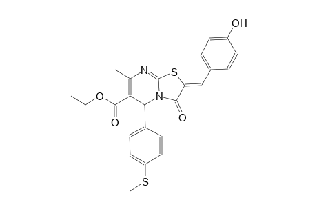 ethyl (2Z)-2-(4-hydroxybenzylidene)-7-methyl-5-[4-(methylsulfanyl)phenyl]-3-oxo-2,3-dihydro-5H-[1,3]thiazolo[3,2-a]pyrimidine-6-carboxylate