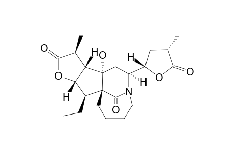 #5;STEMONATUBEROSIDE-A;(REL)-(3S*,3BS*,5S*,10AR*,11R*,11AS*)-11-ETHYL-3B-HYDROXY-3-METHYL-5-[(2S*,4S*)-4-METHYL-5-OXO-TETRAHYDROFURAN-2-YL]-DECAHYDRO-6,10A-MET