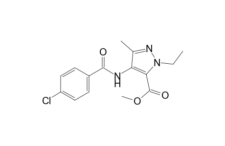 4-(p-chlorobenzamido)-1-ethyl-3-methylpyrazole-5-carboxylic acid, methyl ester