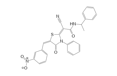 (2E)-2-cyano-2-[(5E)-5-(3-nitrobenzylidene)-4-oxo-3-phenyl-1,3-thiazolidin-2-ylidene]-N-(1-phenylethyl)ethanamide