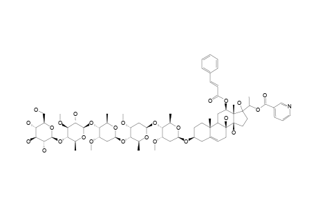 12-O-CINNAMOYL-20-O-NICTONIOYLSARCOSTIN_BETA-D-GLUCOPYANOSYL-(1->4)-BETA-D-THEVETOPYRANOSYL-(1->4)-BETA-D-CYMAROPYRANOSYL-