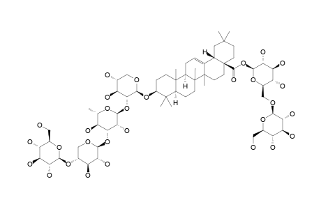 HOOKEROSIDE-A;3-O-BETA-D-GLUCOPYRANOSYL-(1->4)-BETA-D-XYLOPYRANOSYL-(1->3)-ALPHA-L-RHAMNOPYRANOSYL-(1->2)-BETA-D-XYLOPYRANOSYL-OLEANOLIC-ACID-28-O-