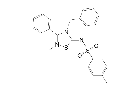 4-Methyl-N-[2-methyl-3-phenyl-4-(phenylmethyl)-1,2,4-thiadiazolidin-5-ylidene]benzenesulfonamide