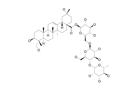 NIPPONOSIDE-E;20-ALPHA-HYDROXYL-30-NOR-HEDERAGENIN-28-O-ALPHA-L-RHAMNOPYRANOSYL-(1->4)-BETA-D-GLUCOPYRANOSYL-(1->6)-BETA-D-GLUCOPYRANOSIDE