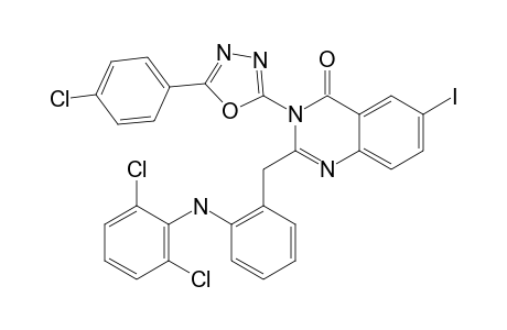 3-[5-(4-CHLORO-PHENYL)-1,3,4-OXADIAZOL-2-YL]-2-[2-[(2,6-DICHLORO-PHENYL)-AMINO]-BENZYL]-6-IODO-QUINAZOLIN-4(3H)-ONE