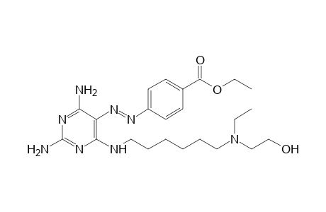 p-{{2,4-diamino-6-{6-{[ethyl(2-hydroxyethyl)amino]hexyl}amino}pyrimidin-5-yl}azo}benzoic acid, ethyl ester