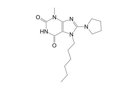 7-hexyl-3-methyl-8-(1-pyrrolidinyl)-3,7-dihydro-1H-purine-2,6-dione