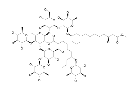 #5;QM-10;METHYL-(3S,11S)-DIHYDROXYTETRADECANOATE-11-O-BETA-D-QUINOVOPYRANOSYL-(1->2)-O-BETA-D-GLUCOPYRANOSYL-(1->3)-[O-BETA-D-QUINOVOPYRANOSYL-(1->4)]-O-[2-O-(