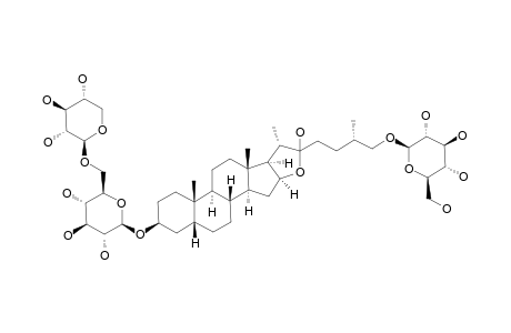 TRIGONEOSIDE-IIA;26-O-BETA-D-GLUCOPYRANOSYL-(25S)-5-BETA-FUROSTANE-3-BETA,22-XI,26-TRIOL-3-O-[BETA-D-XYLOPYRANOSYL-(1->6)]-BETA-D-GLUCOPYRANOSIDE