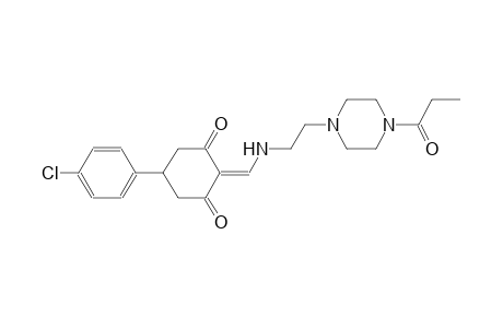 1,3-cyclohexanedione, 5-(4-chlorophenyl)-2-[[[2-[4-(1-oxopropyl)-1-piperazinyl]ethyl]amino]methylene]-