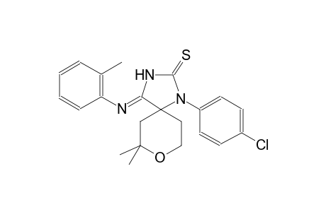 (4Z)-1-(4-chlorophenyl)-7,7-dimethyl-4-[(2-methylphenyl)imino]-8-oxa-1,3-diazaspiro[4.5]decane-2-thione