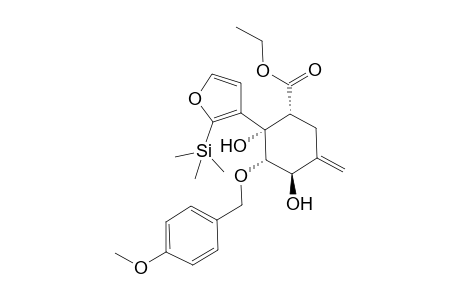 Ethyl (1RS,2SR,3SR,4RS)-2,4-dihydroxy-3-[(p-methoxybenzyl)oxy]-5-methylene-2-(2'-trimethylsilyl-3'-furyl)-cyclohexane-1-carboxylate