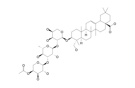 SAPINMUSAPONIN-L;HEDERAGENIN-3-O-(4-O-ACETYL-ALPHA-L-ARABINOPYRANOSYL)-(1->3)-ALPHA-L-RHAMNOPYRANOSYL-(1->2)-ALPHA-L-ARABINOPYRANOSIDE