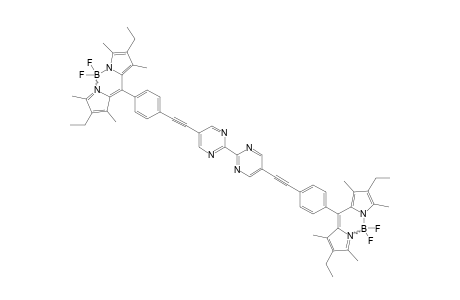 #10;5,5'-BIS-[ETHYNYLPHENYL-4''-[4''',4'''-DIFLUORO-8'''-(1''',3''',5''',7'''-TETRAMETHYL-2''',6'''-DIETHYL-4'''-BORA-3'''A,4'''A-DIAZA-S-INDACENE)]]-2,2'-BIPYRIMIDINE