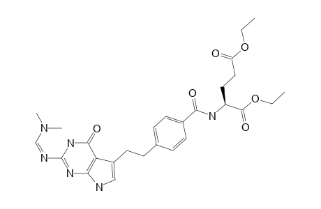 #14;(2S)-2-[[4-[2-(2-(DIMETHYLAMINO)-METHYLENEAMINO-4-OXO-4,7-DIHYDRO-1H-PYRROLO-[2,3-D]-PYRIMIDIN-5-YL)-ETHYL]-BENZOYL]-AMINO]-PENTANEDIOIC-ACID-DIETHYL