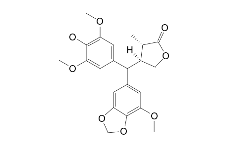 (2-S,3-S)-2-METHYL-3-[(5'-METHOXY-3',4'-METHYLENEDIOXYPHENYL)-(4''-HYDROXY-3'',5''-DIMETHOXYPHENYL)-METHYL]-BUTYROLACTONE