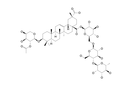 YIYELIANGWANOSIDE-X;#2;3-O-ALPHA-(2'-O-ACETYL)-L-ARABINOPYRANOSYL-3-BETA-HYDROXY-OLEAN-12-ENE-28,29-DIOIC-ACID-28-O-[ALPHA-L-RHAMNOPYRANOSYL-(1->4)-BETA-D-GLUC