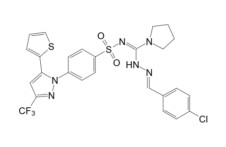 N-{{p-[5-(2-thienyl)-3-(trifluoromethyl)pyrazol-1-yl]phenyl}sulfonyl}-1-pyrrolidinecarboximidic acid, (p-chlorobenzylidene)hydrazide