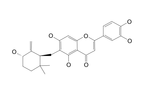 UGONIN_Q;5,7,3',4'-TETRAHYDROXY-6-(6,6-DIMETHYL-3-HYDROXYL-2-METHYLENECYCLOHEXYLMETHYL)-FLAVONE