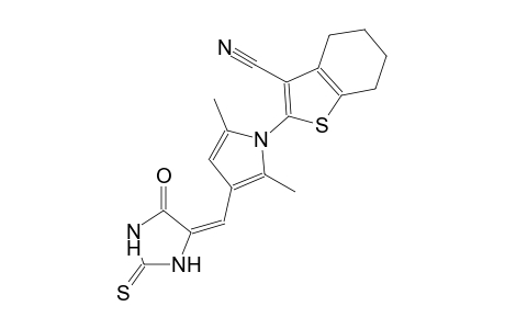 2-{2,5-dimethyl-3-[(E)-(5-oxo-2-thioxo-4-imidazolidinylidene)methyl]-1H-pyrrol-1-yl}-4,5,6,7-tetrahydro-1-benzothiophene-3-carbonitrile