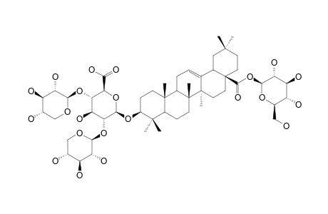 COPTEROSIDE-E;3-O-BETA-[XYLOPYRANOSYL-(1->2)-[XYLOPYRANOSYL-(1->4)]-GLUCURONOPYRANOSYL]-OLEANOLIC-ACID-28-O-GLUCOPYRANOSYLESTER