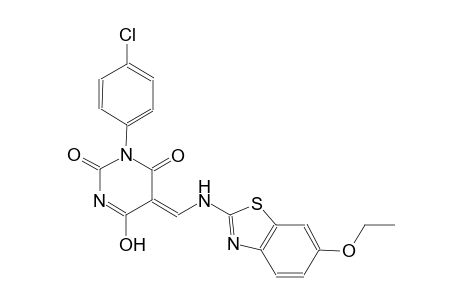 (5Z)-3-(4-chlorophenyl)-5-{[(6-ethoxy-1,3-benzothiazol-2-yl)amino]methylene}-6-hydroxy-2,4(3H,5H)-pyrimidinedione