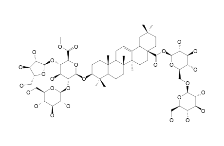 ARALIASAPONIN-XVIII;3-O-BETA-[GLUCOPYRANOSYL-(1->2)-[ARABINOFURANOSYL-(1->4)]-(6-O-METHYL)-GLUCURONOPYRANOSYL]-OLEANOLIC-ACID-28-O-GLUCOPYRANOSYL-