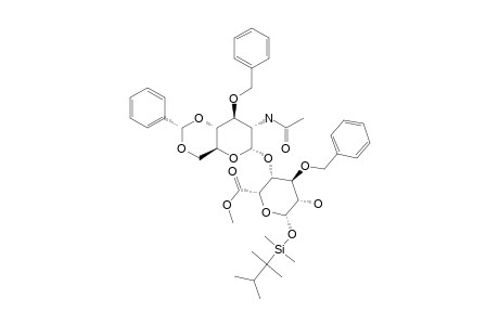 METHYL-DIMETHYLTHEXYLSILYL-4-O-(2-ACETAMIDO-3-O-BENZYL-4,6-O-BENZYLIDENE-2-DEOXY-ALPHA-D-GLUCOPYRANOSYL)-3-O-BENZYL-BETA-L-IDOPYRANURONATE