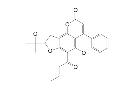 MAMMEA-A/AC-CYCLO-F;#2;5-HYDROXY-8-(1'''-HYDROXY-1'''-METHYLETHYL)-6-(1''-OXOBUTYL)-4-PHENYL-8,9-DIHYDRO-2H-FURO-[2',3':5,6]-BENZO-[1,2-B]-PYRAN-2-ONE